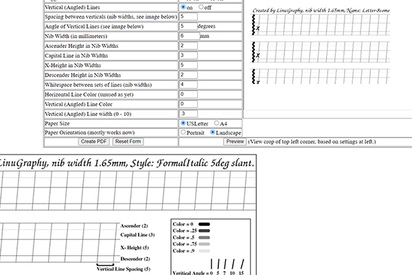Linugraphy, Генератор линовок, онлайн-генератор линовок, линовки для каллиграфии