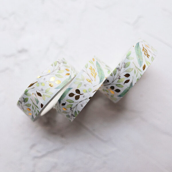 Декоративный скотч Washi Tape с золотой фольгой